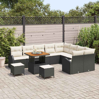 Garten-Sofa-Set mit Kissen mit Kissen 12 pcs Schwarz und Creme