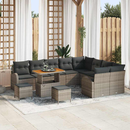 Garten-Sofa-Set mit Kissen mit Speicher mit Kissen 12 pcs Grau