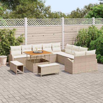 Garten-Sofa-Set mit Kissen mit Speicher 13 pcs Beige und Creme