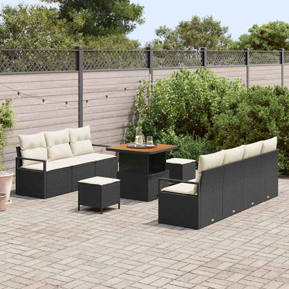 Garten-Sofa-Set mit Kissen mit Kissen 10 pcs Schwarz und Creme