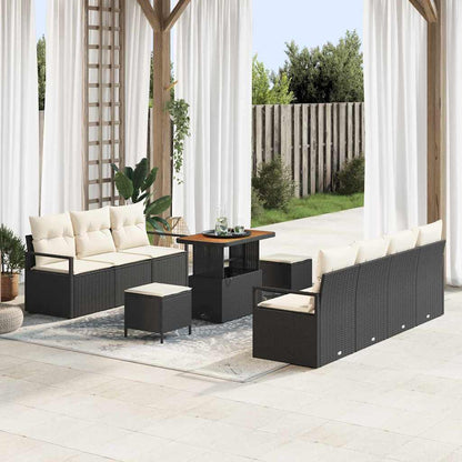 Garten-Sofa-Set mit Kissen mit Kissen 10 pcs Schwarz und Creme