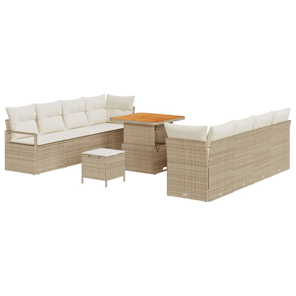 Garten-Sofa-Set mit Kissen Beige und Creme 80 x 80 x 71 cm