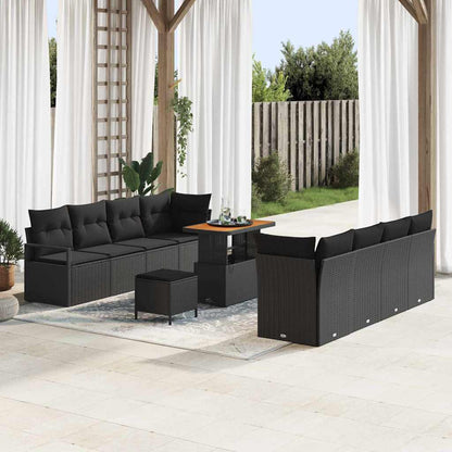 Garten-Sofa-Set mit Kissen mit Speicher Schwarz 90 x 55 x 71 cm
