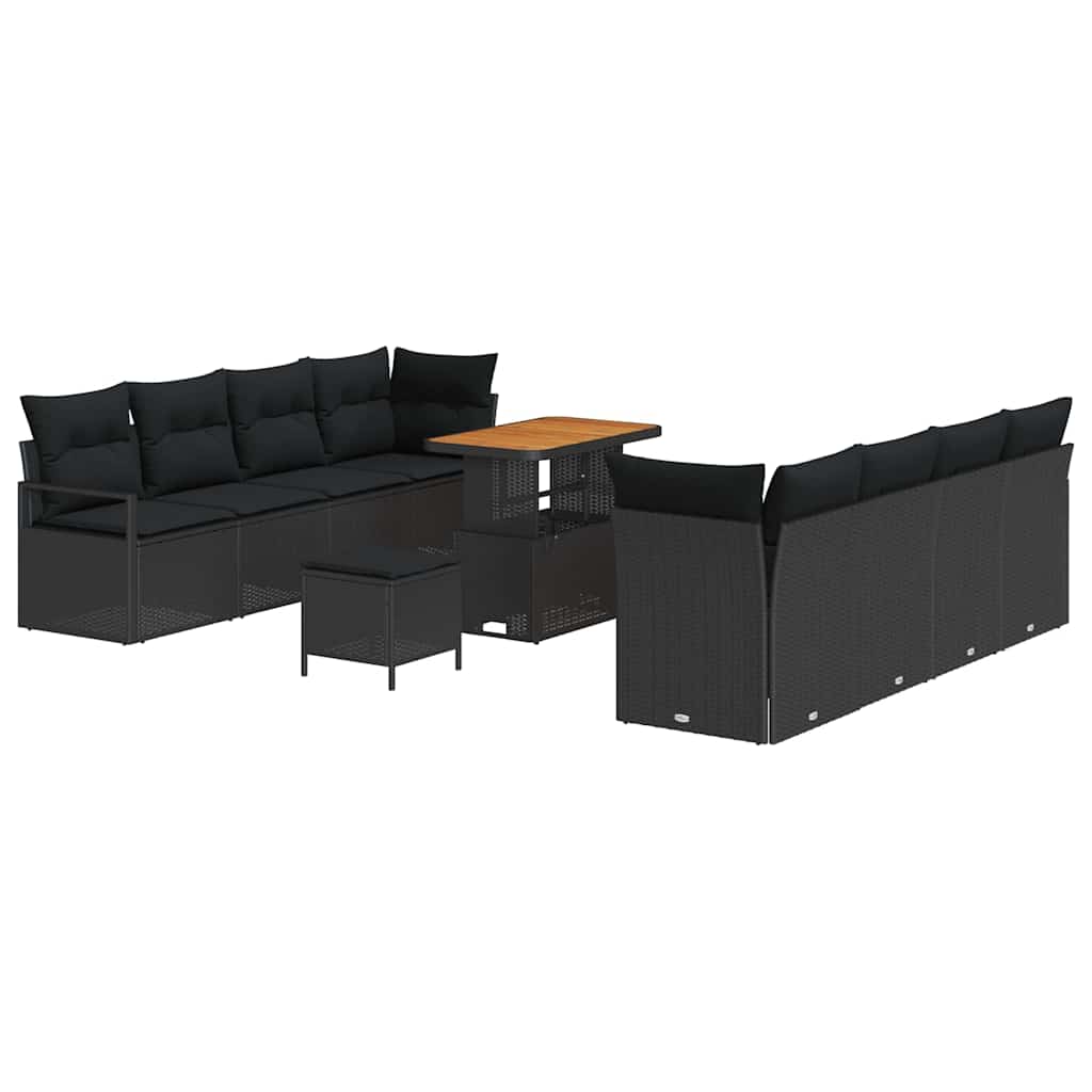 Garten-Sofa-Set mit Kissen mit Speicher Schwarz 90 x 55 x 71 cm