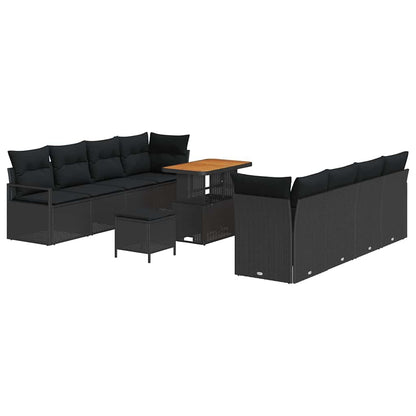 Garten-Sofa-Set mit Kissen mit Speicher Schwarz 90 x 55 x 71 cm
