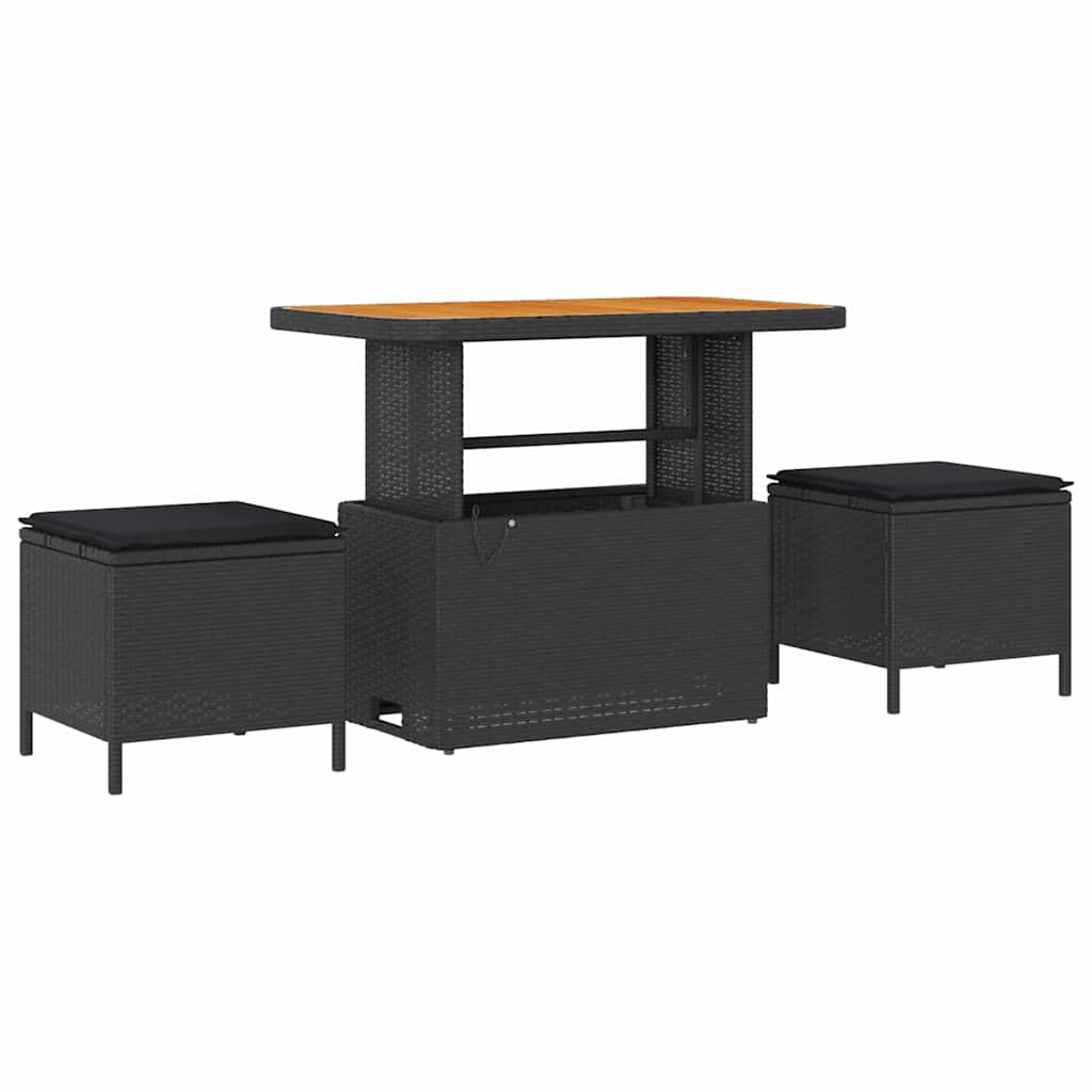 Garten-Sofa-Set mit Kissen mit Speicher Schwarz 90 x 55 x 71 cm