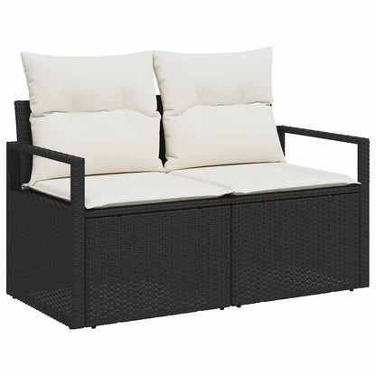 Garten-Sofa-Set mit Kissen mit Speicher 8 pcs Schwarz und Creme