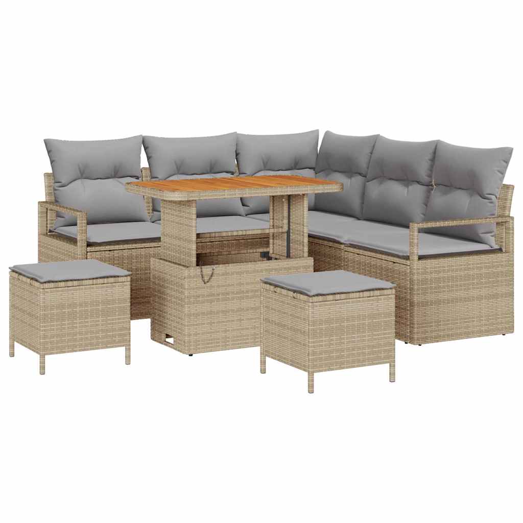 Garten-Sofa-Set mit Kissen mit Kissen 8 pcs Beige und Hellgrau