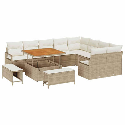 Garten-Sofa-Set mit Kissen mit Speicher 12 pcs Beige und Creme