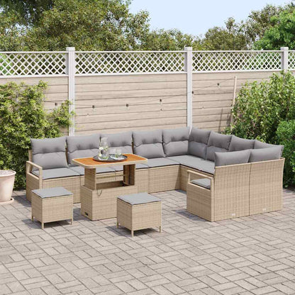 Garten-Sofa-Set mit Kissen mit Kissen 12 pcs Beige und Hellgrau