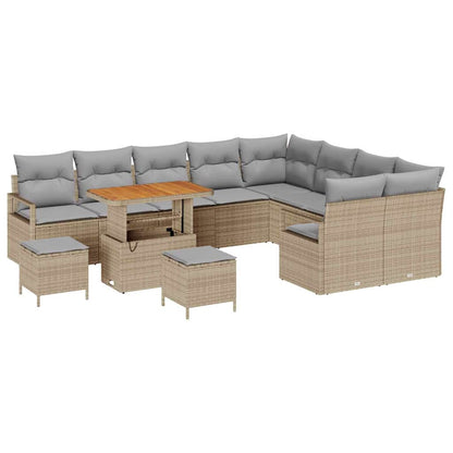 Garten-Sofa-Set mit Kissen mit Kissen 12 pcs Beige und Hellgrau