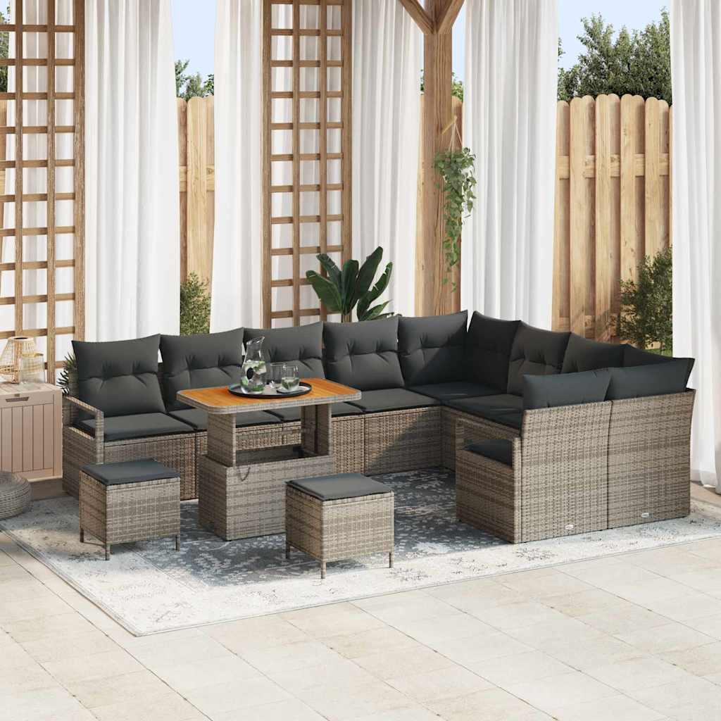 Garten-Sofa-Set mit Kissen mit Speicher mit Kissen 12 pcs Grau
