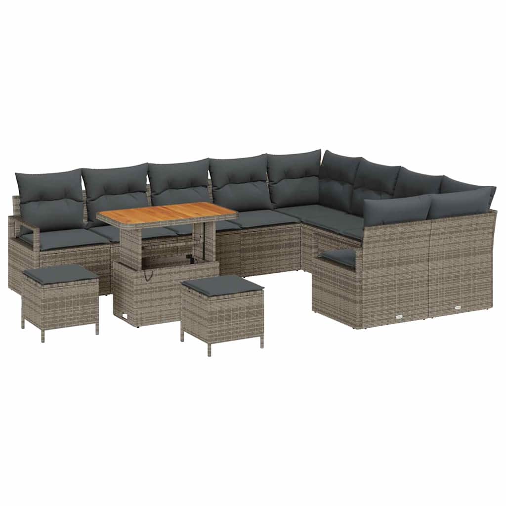 Garten-Sofa-Set mit Kissen mit Speicher mit Kissen 12 pcs Grau