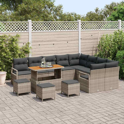 Garten-Sofa-Set mit Kissen mit Speicher mit Kissen 13 pcs Grau