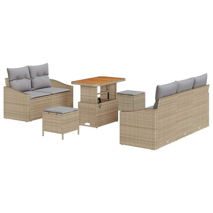 Garten-Sofa-Set mit Kissen mit Kissen 8 pcs Beige und Hellgrau