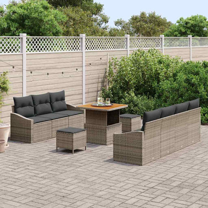 Garten-Sofa-Set mit Kissen mit Speicher mit Kissen 10 pcs Grau