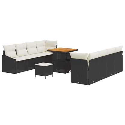 Garten-Sofa-Set mit Kissen mit Kissen 11 pcs Schwarz und Creme