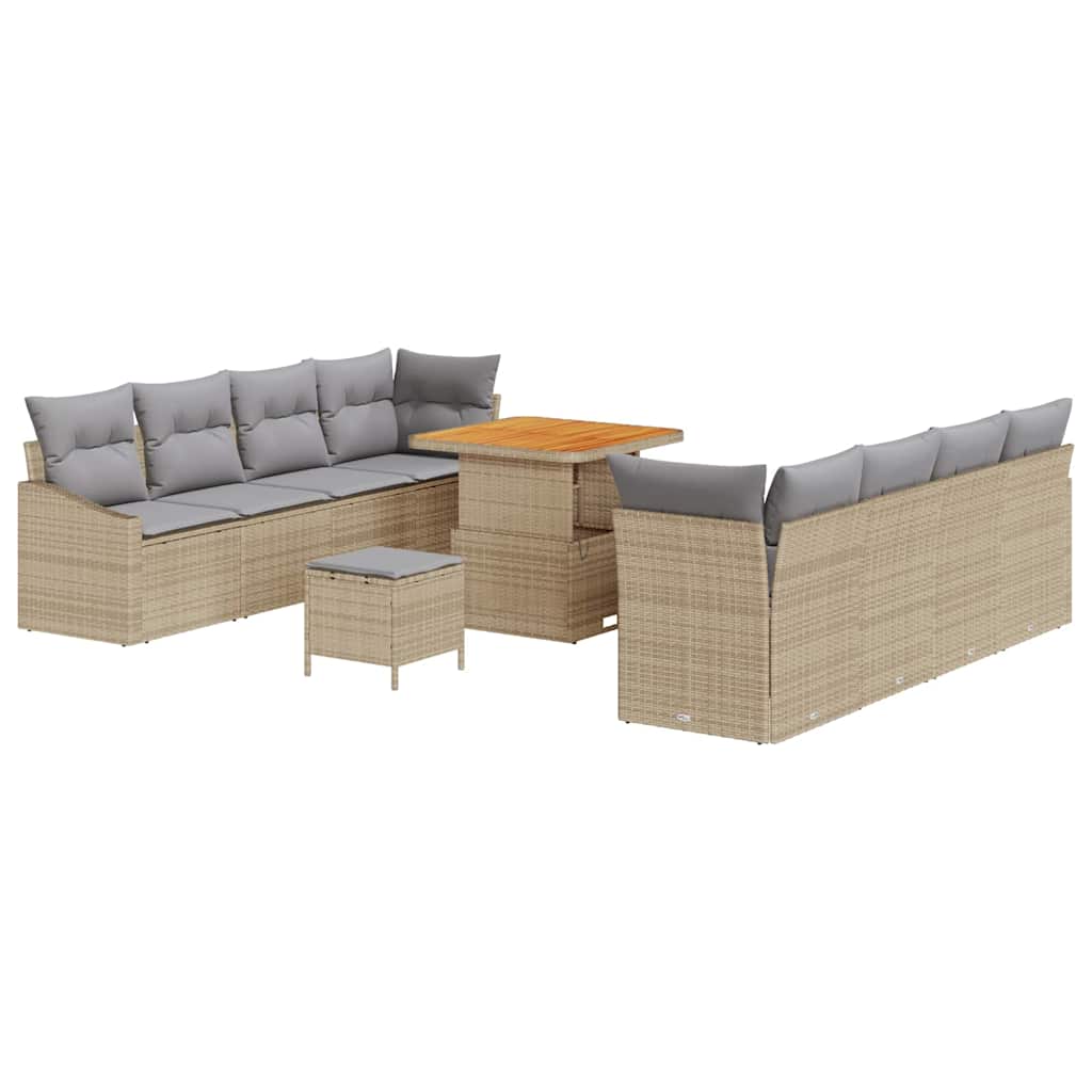 Garten-Sofa-Set mit Kissen mit Kissen 11 pcs Beige und Hellgrau