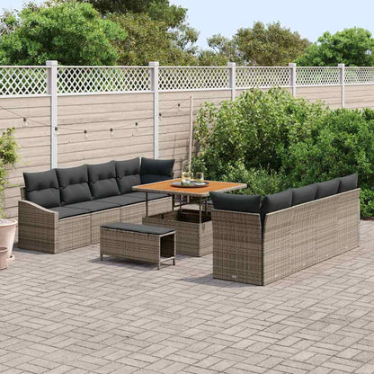 Garten-Sofa-Set mit Kissen mit Speicher mit Kissen 11 pcs Grau