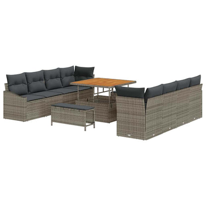 Garten-Sofa-Set mit Kissen mit Speicher mit Kissen 11 pcs Grau