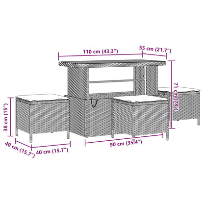 Gartensofa-set mit Kissen mit Speicher 9 pcs Beige Poly Rattan