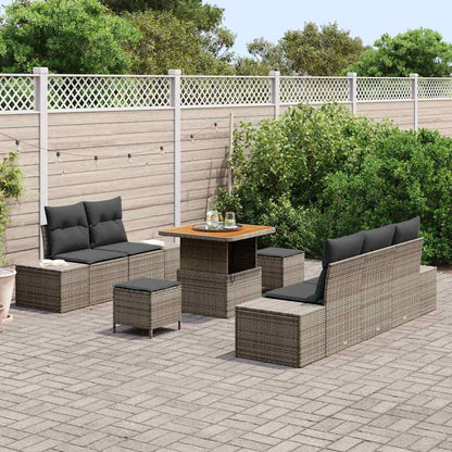 Gartensofa-set mit Kissen mit Speicher 8 pcs Grau Poly Rattan