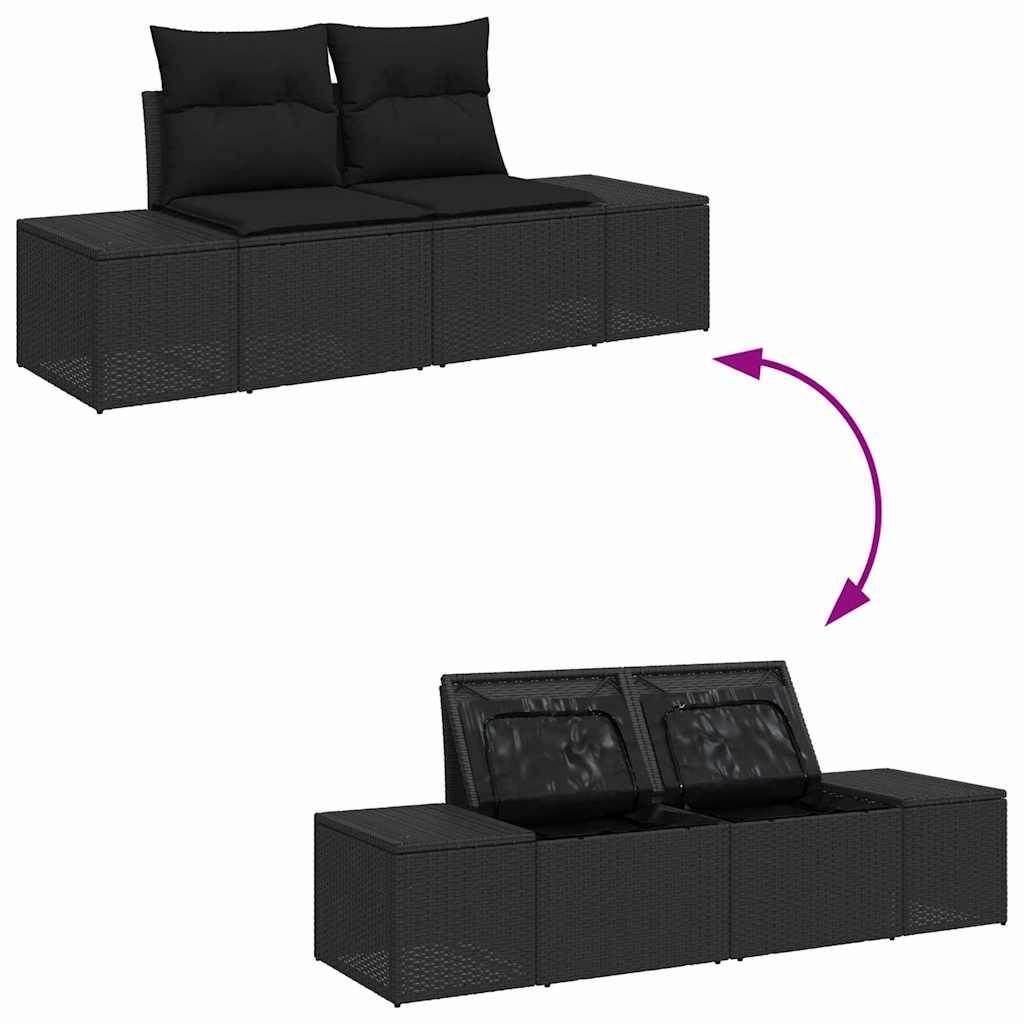 Gartensofa-set mit Kissen 12 pcs Schwarz Poly Rattan