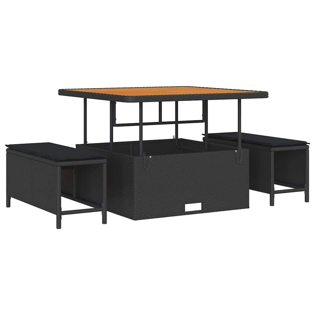 Gartensofa-set mit Kissen 13 pcs Schwarz Poly Rattan
