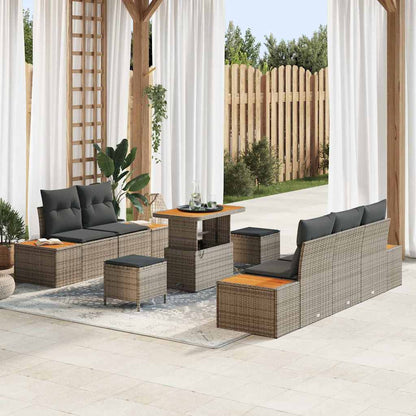 Garten-Sofa-Set mit Kissen 8 pcs Hellgrau und Dunkelgrau