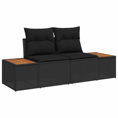 Gartensofa-set mit Kissen 11 pcs Schwarz Poly Rattan