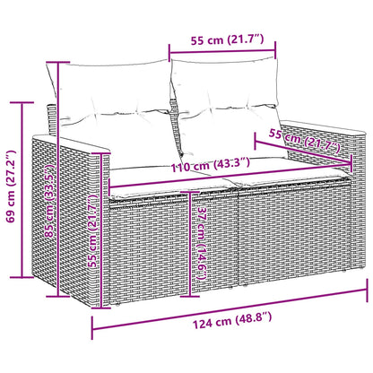 Gartensofa-set mit Kissen 14 pcs Schwarz Poly-Rattan