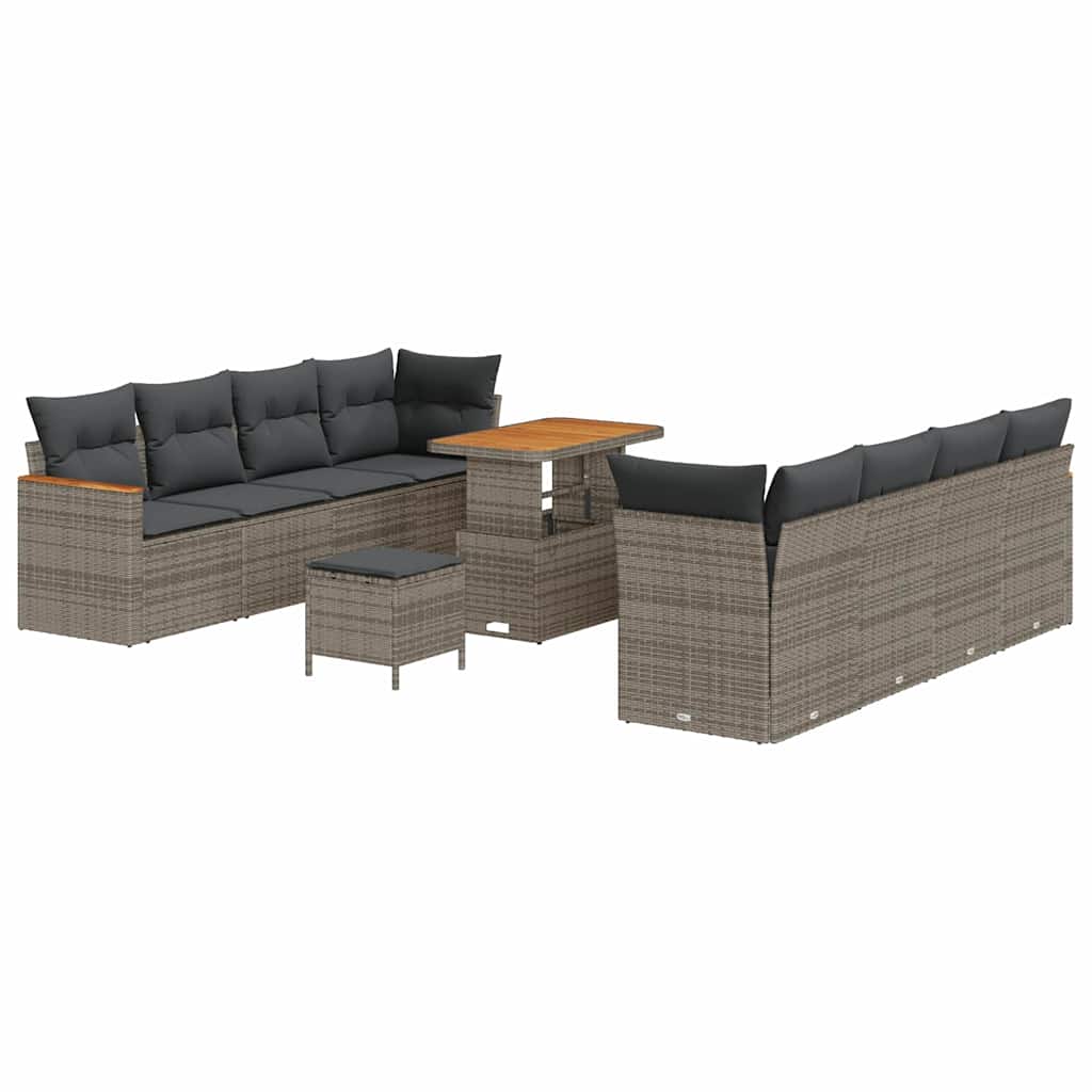 Gartensofa-set mit Kissen 12 pcs Grau Poly-Rattan