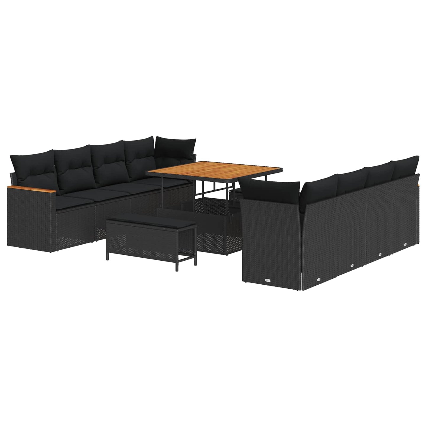 Gartensofa-set mit Kissen 12 pcs Schwarz Poly-Rattan