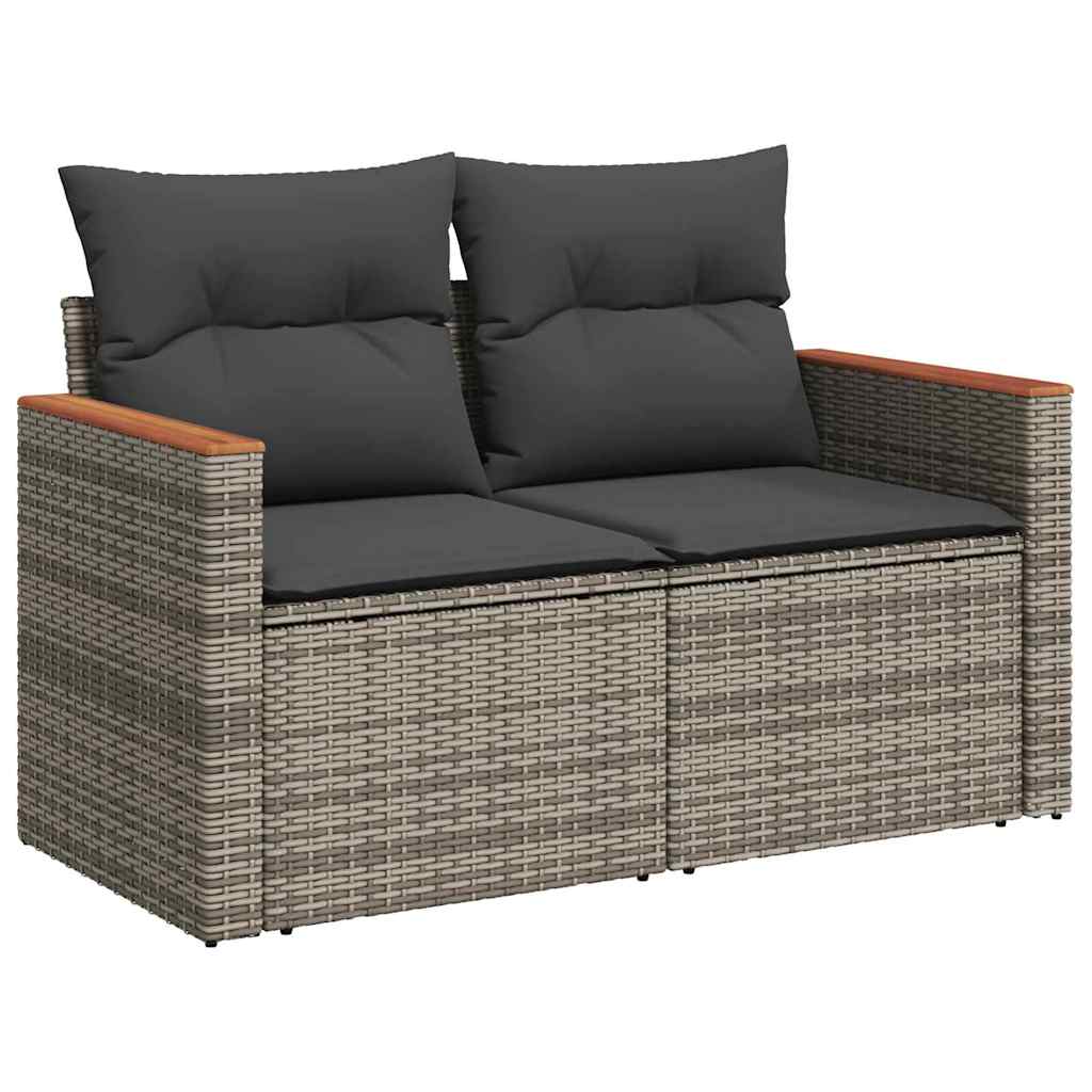 Gartensofa-set mit Kissen 10 pcs Grau Poly Rattan