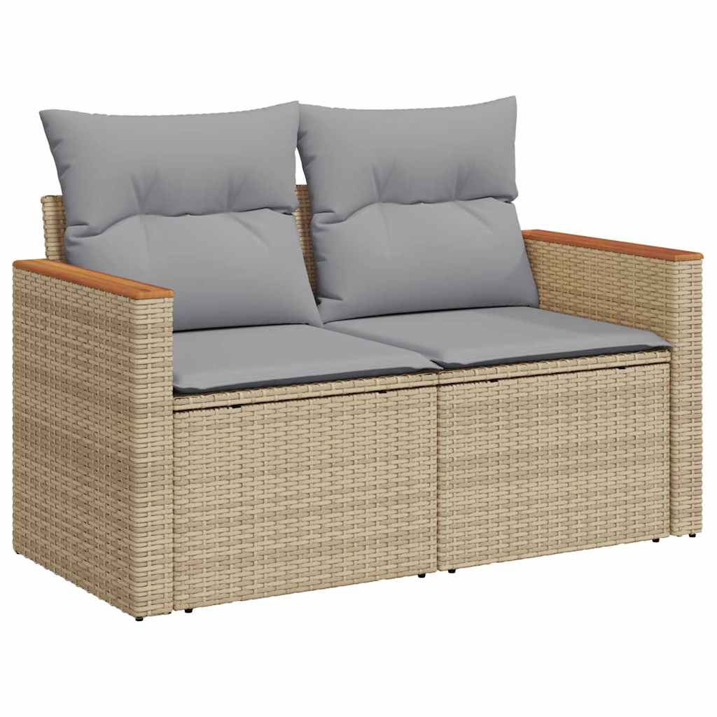 Gartensofa-set mit Kissen 8 pcs Beige Poly Rattan