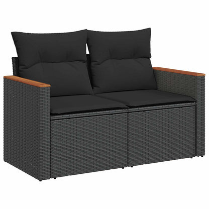 Gartensofa-set mit Kissen mit Kissen 13 pcs Schwarz Poly Rattan