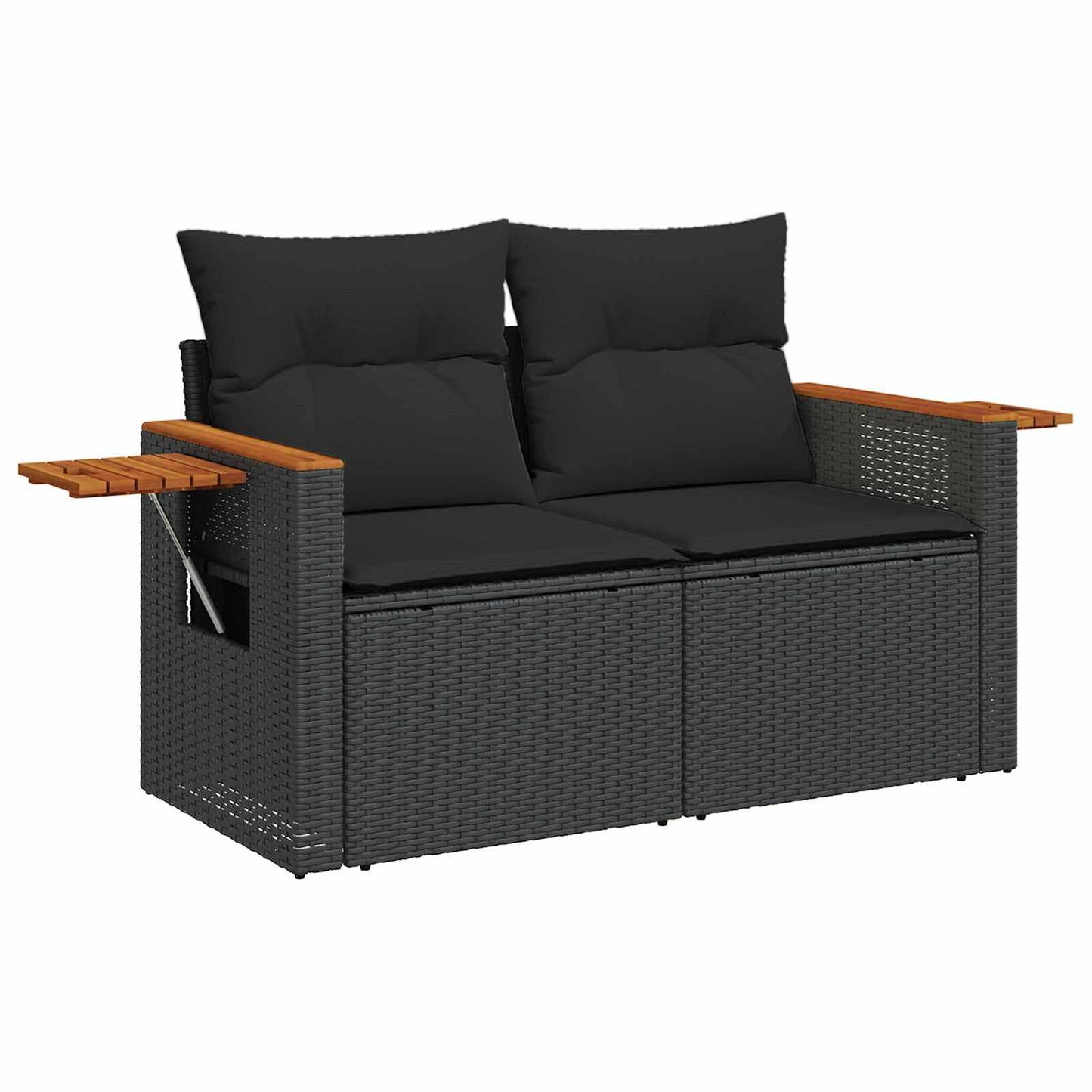 Gartensofa-set mit Kissen 10 pcs Schwarz Poly-Rattan
