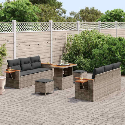 Gartensofa-set mit Kissen 11 pcs Grau Poly-Rattan
