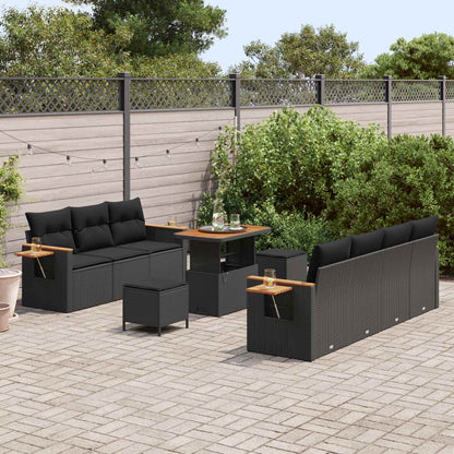 Gartensofa-set mit Kissen 13 pcs Schwarz Poly-Rattan