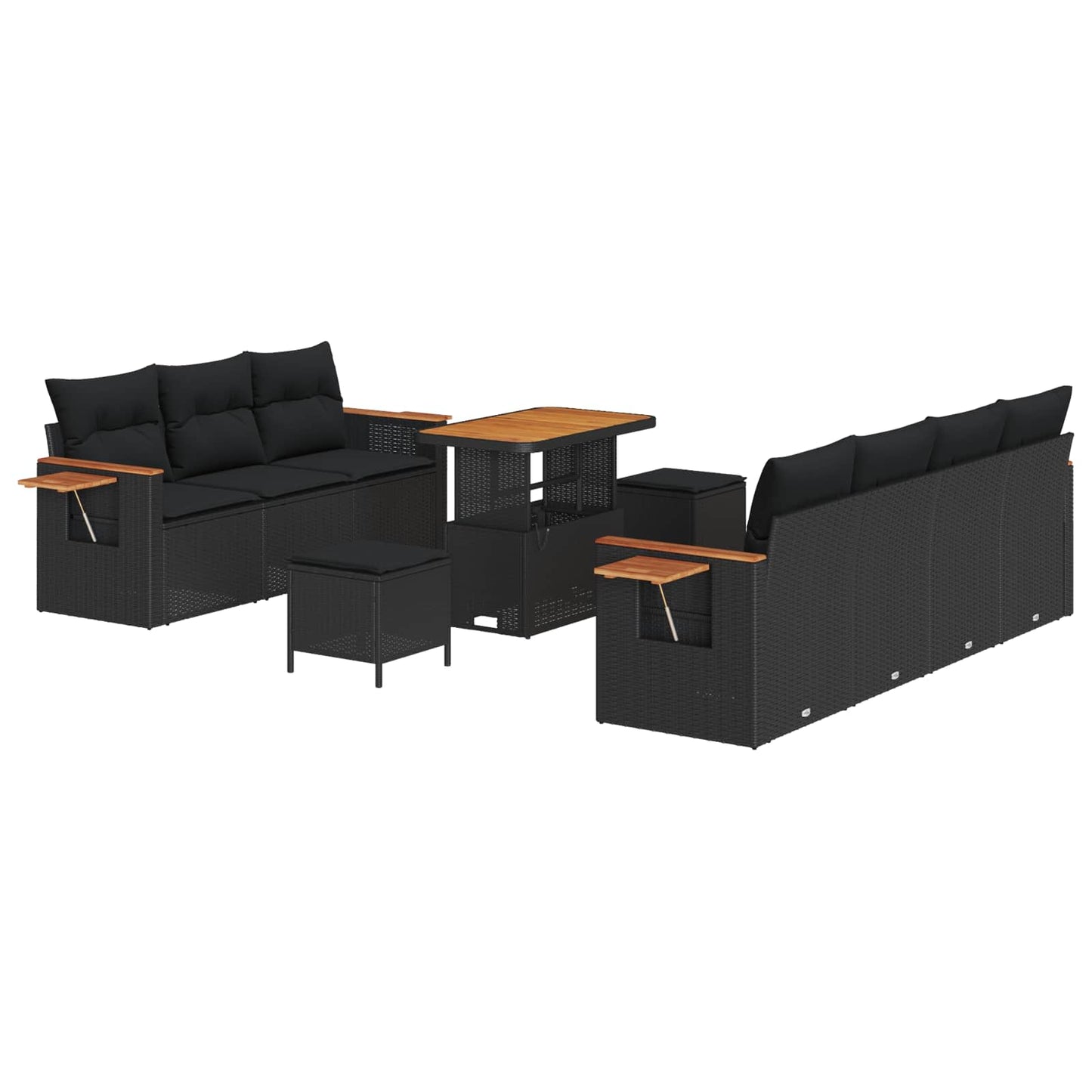 Gartensofa-set mit Kissen 13 pcs Schwarz Poly-Rattan