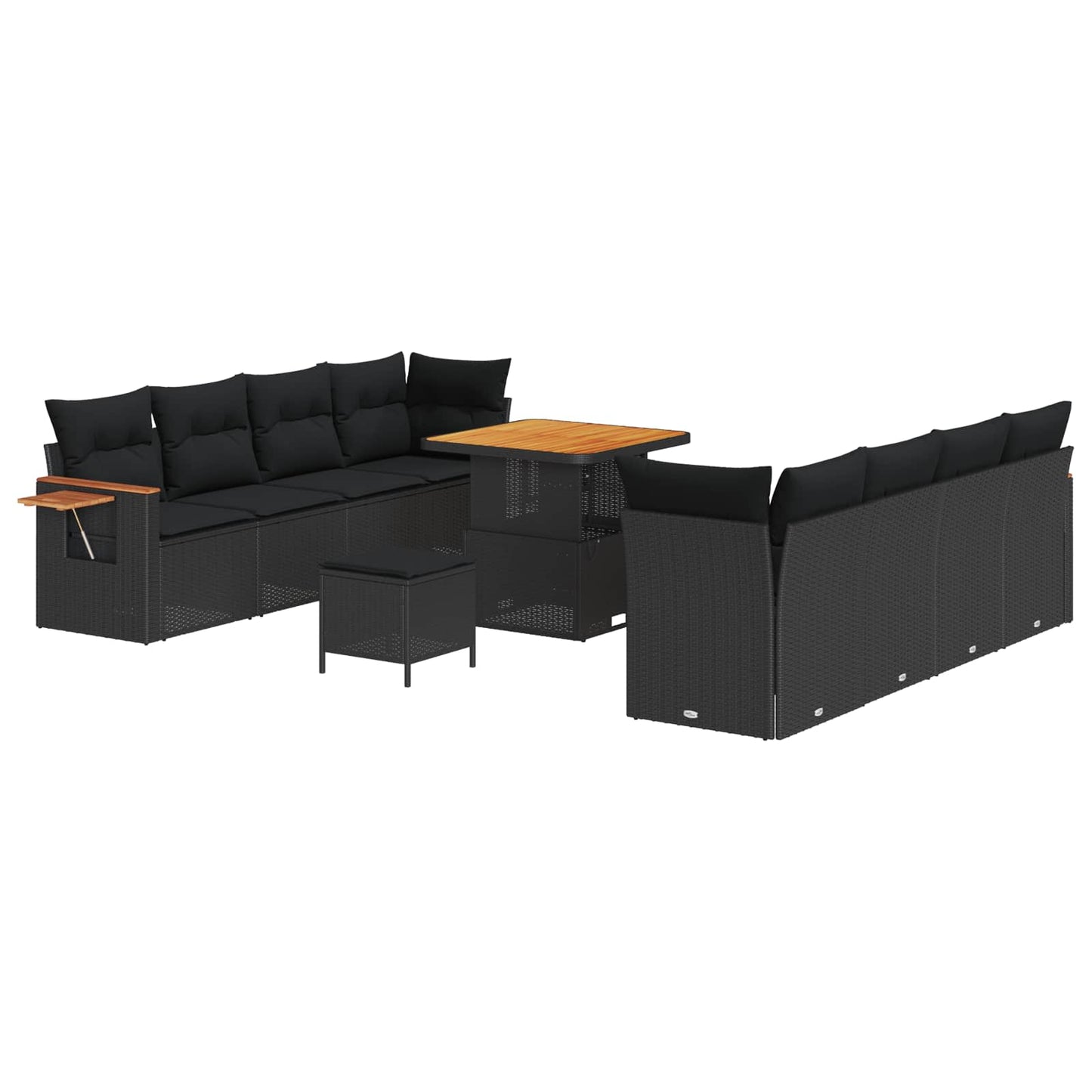 Gartensofa-set mit Kissen 12 pcs Schwarz Poly-Rattan