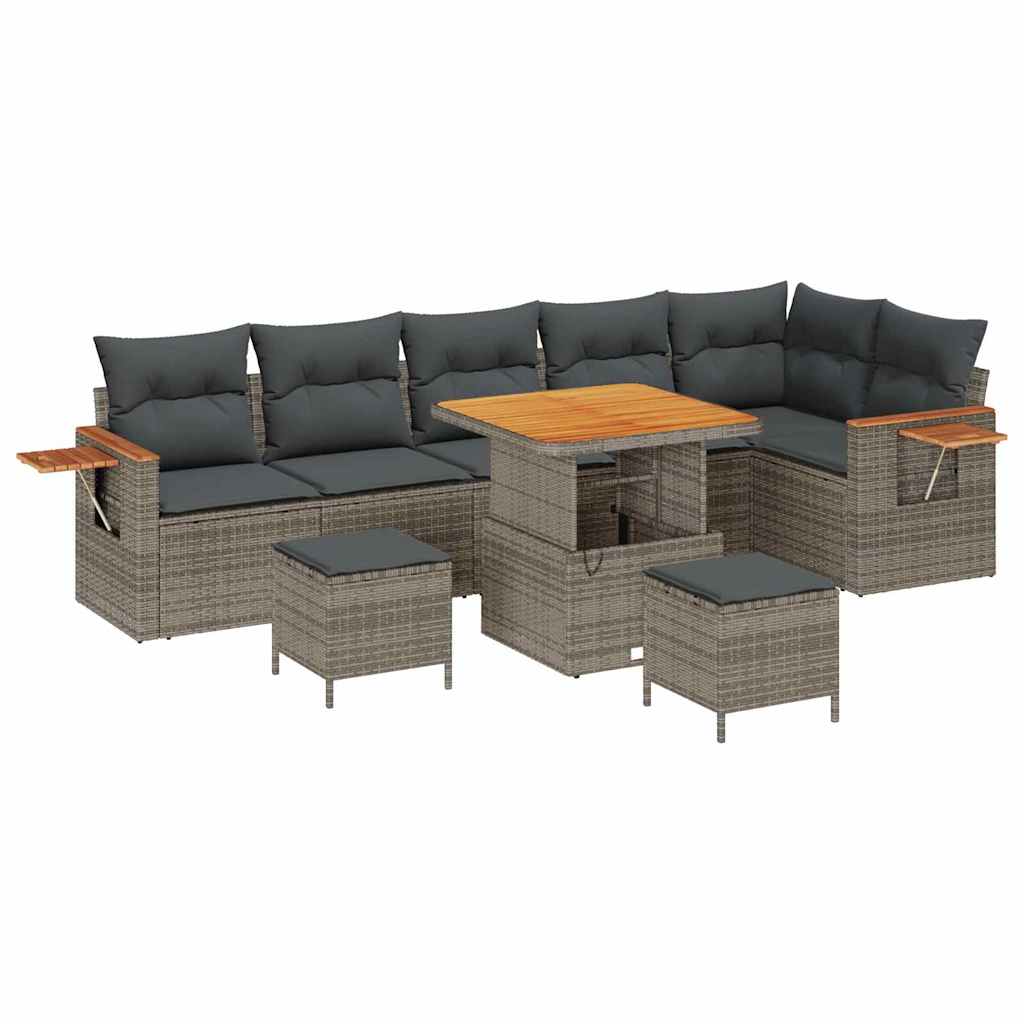 Gartensofa-set mit Kissen 11 pcs Grau Poly-Rattan