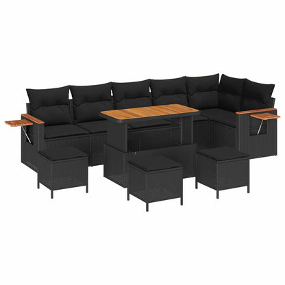 Gartensofa-set mit Kissen 12 pcs Schwarz Poly-Rattan
