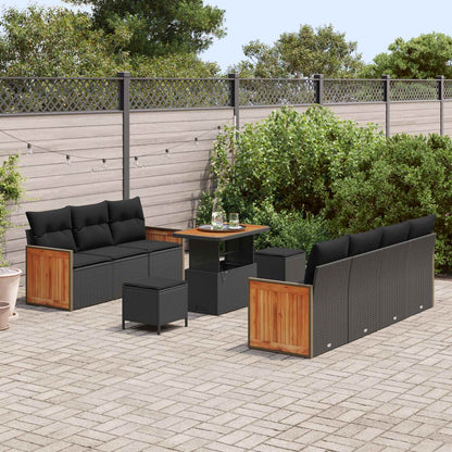 Gartensofa-set mit Kissen 13 pcs Schwarz Poly-Rattan