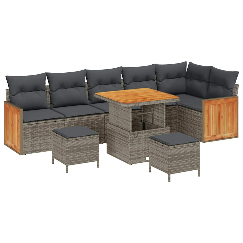 Gartensofa-set mit Kissen 11 pcs Grau Poly-Rattan