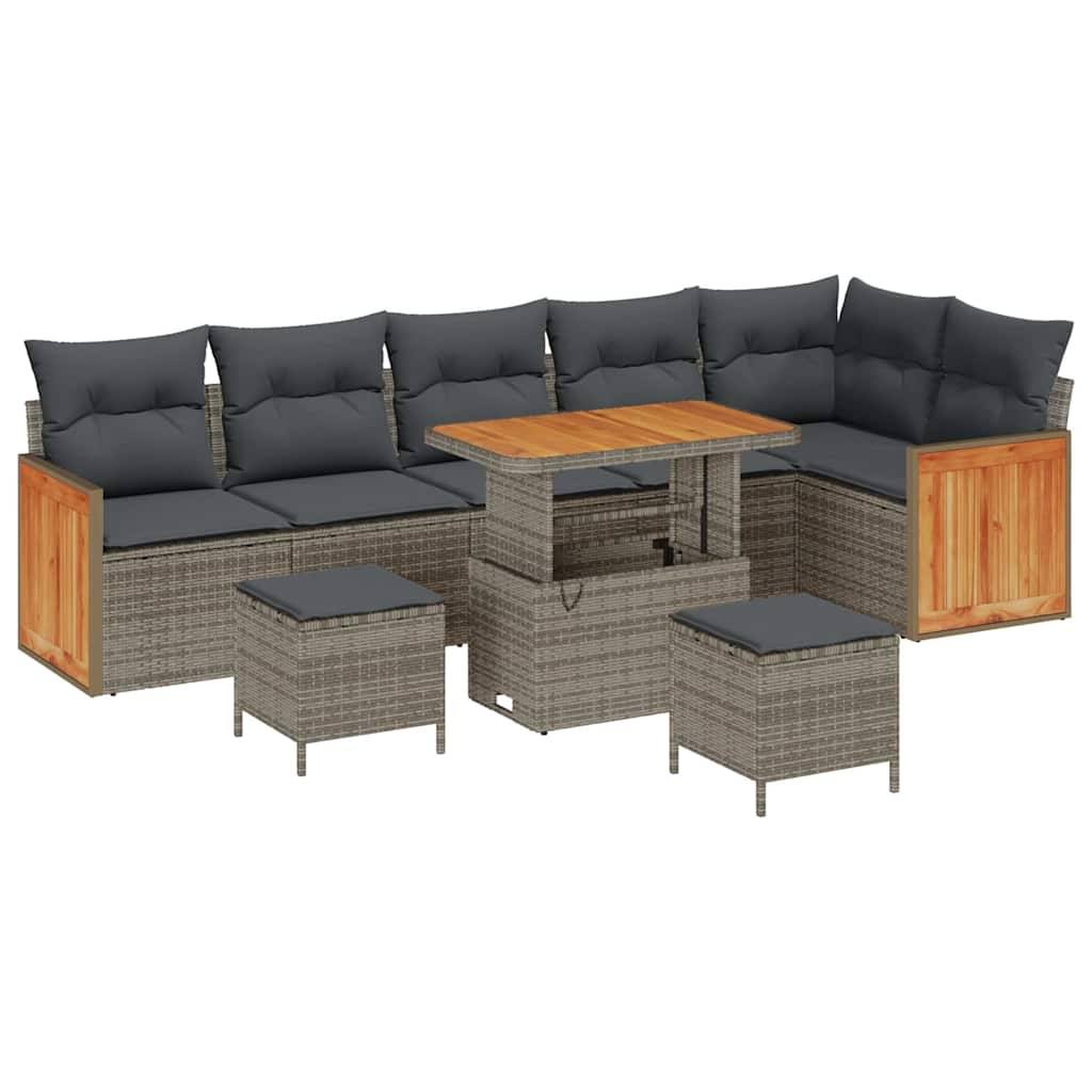 Gartensofa-set mit Kissen 11 pcs Grau Poly-Rattan
