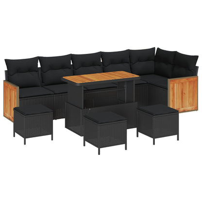 Gartensofa-set mit Kissen 12 pcs Schwarz Poly-Rattan
