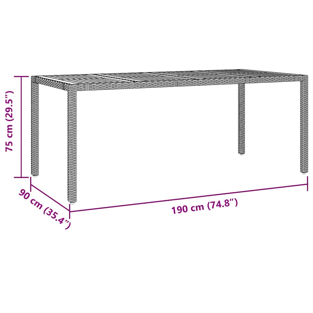 Garten Essgruppe 9 pcs Schwarz Poly-Rattan