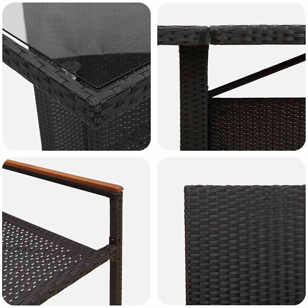 Garten Essgruppe 9 pcs Schwarz Poly-Rattan