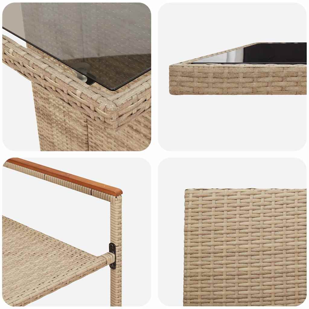 Garten Essgruppe 9 pcs Beige Poly-Rattan